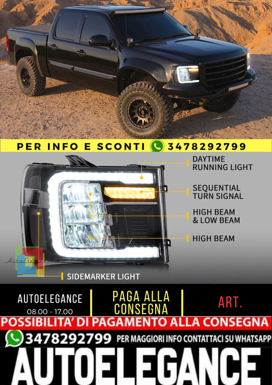 LED Headlights for GMC Sierra 1500 2500HD 3500HD 2007-2013 with Dynamic DRL 