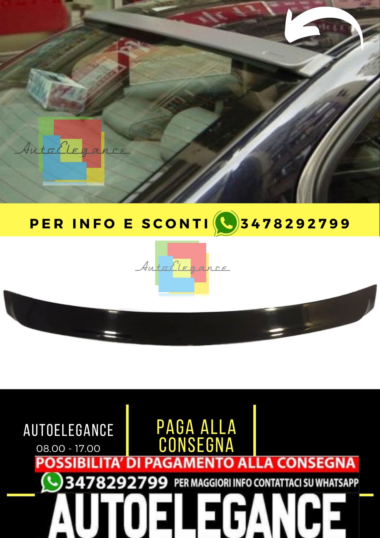 BMW 3 E90 2004-2012 Berlina SPOILER FINESTRINO nero opaco