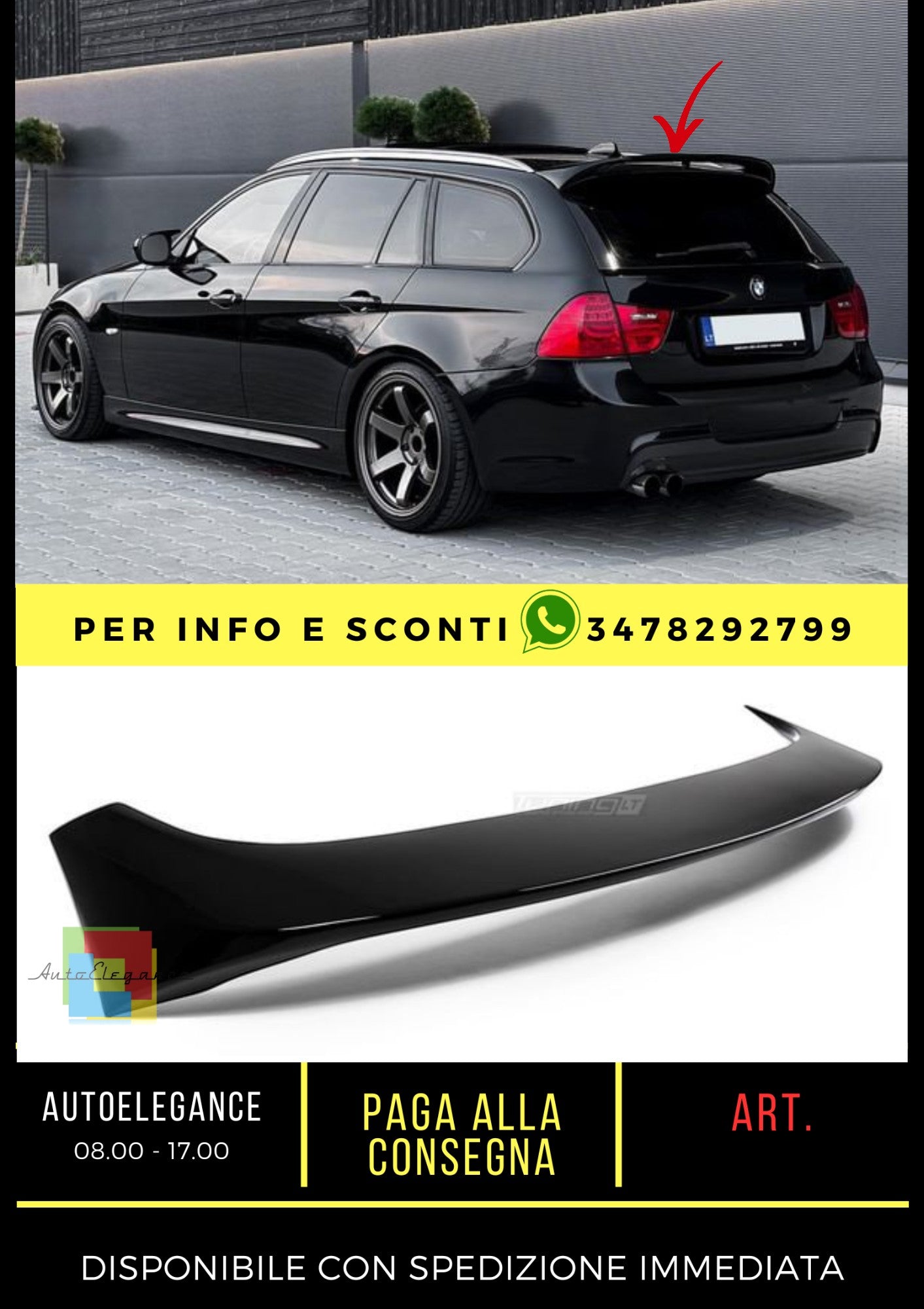 ✨Spoiler tetto nero lucido adatto per bmw e91✨
