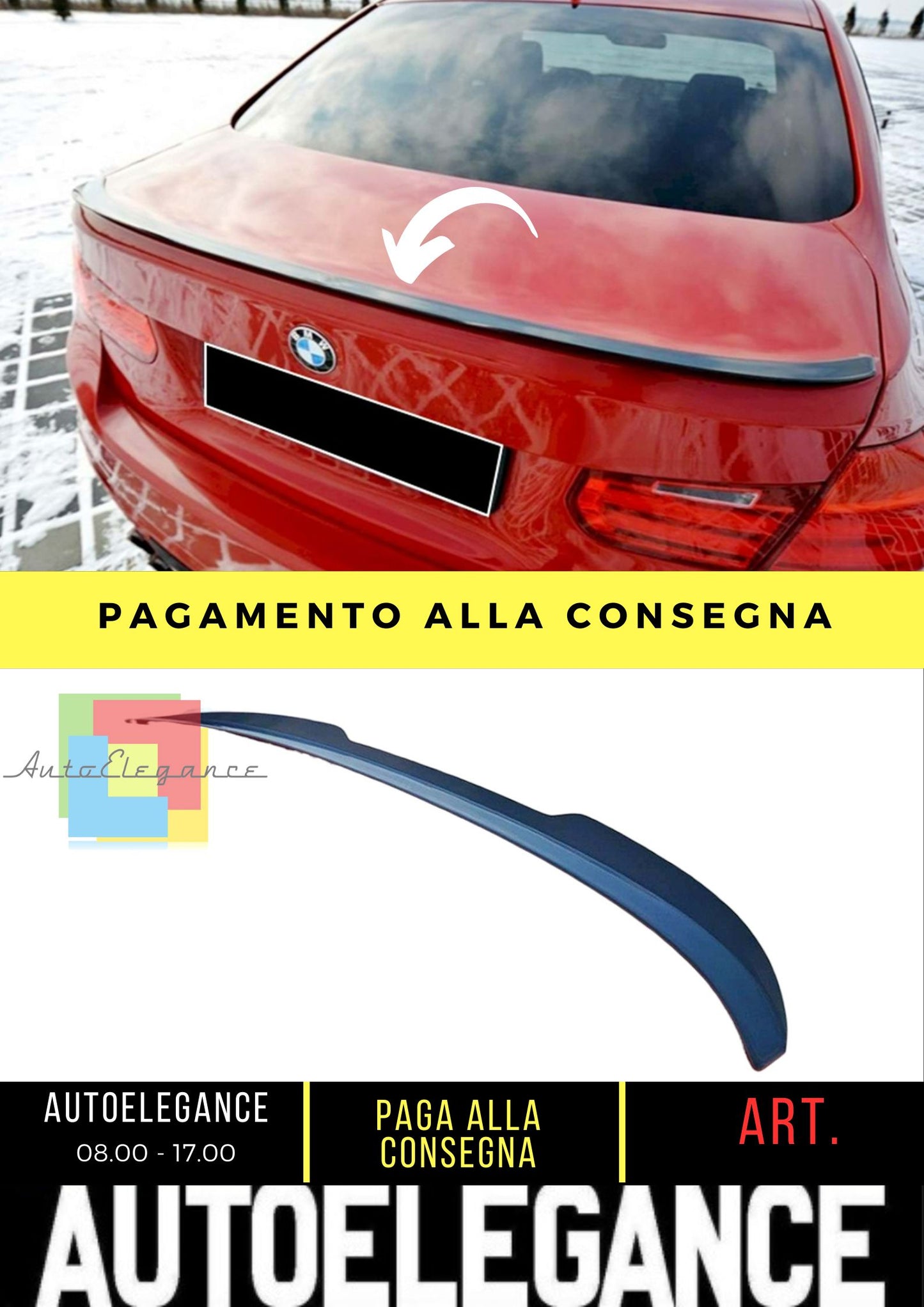 BMW F30 Max Rear Trunk Cap Spoiler Piano Black Vacuum Plastic / 2012-2018