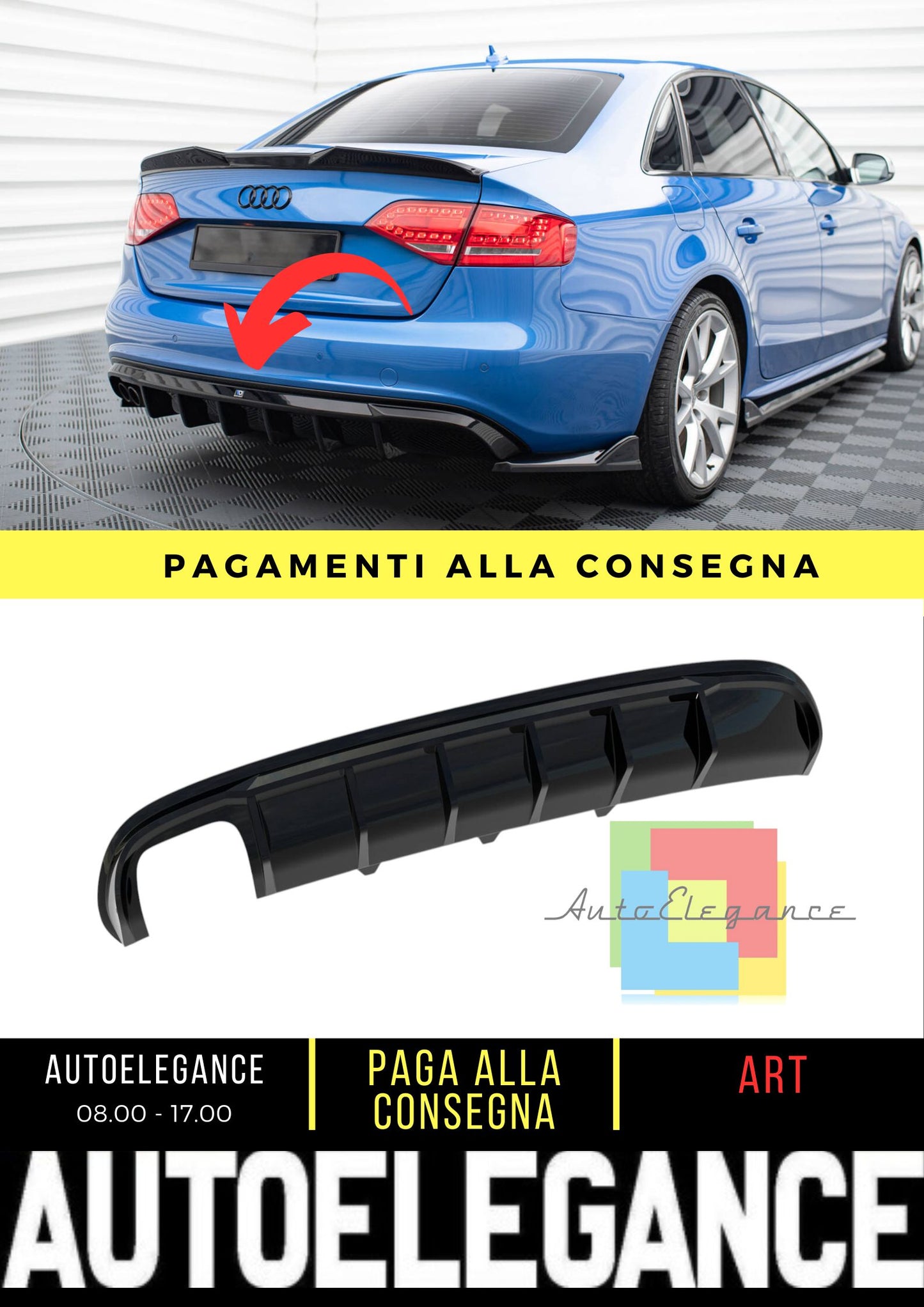 Diffusore posteriore Audi A4 S-Line Sedan B8 doppio scarico su un lato