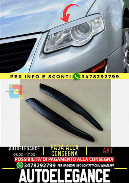 Sopracciglia per VW PASSAT B6 3C 2005-2010 palpebre fari ABS Plastica
