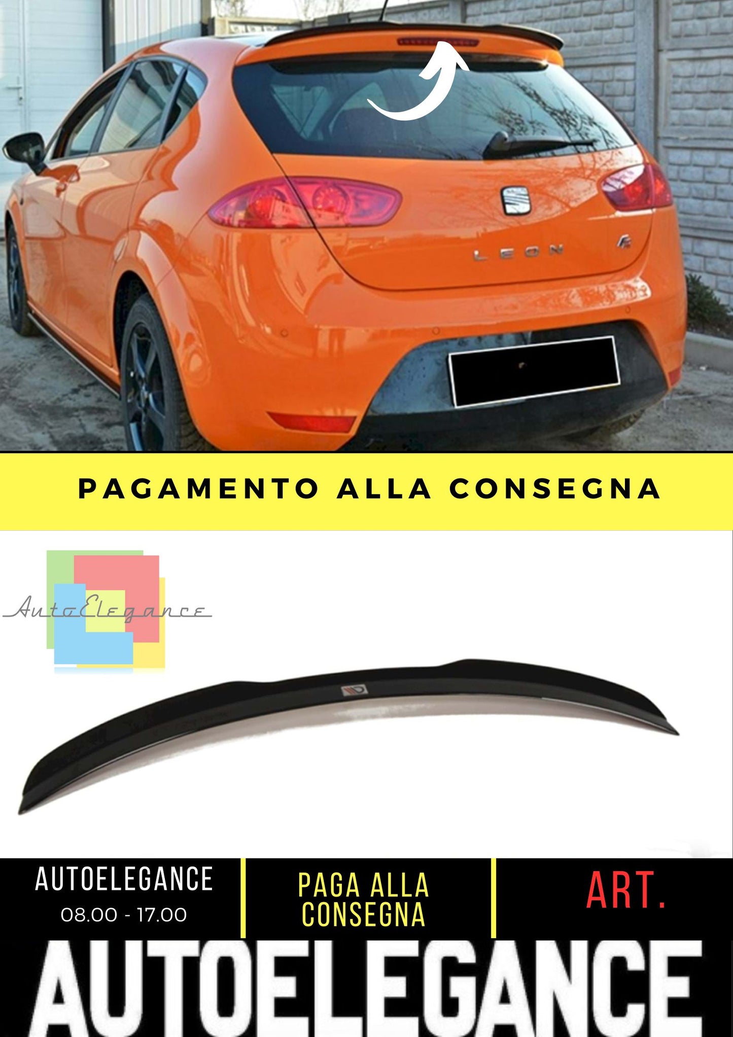 Leon Mk2 FL Cupra Max Cap Spoiler Pianoforte Nero Vuoto Plastica / 2009-2012