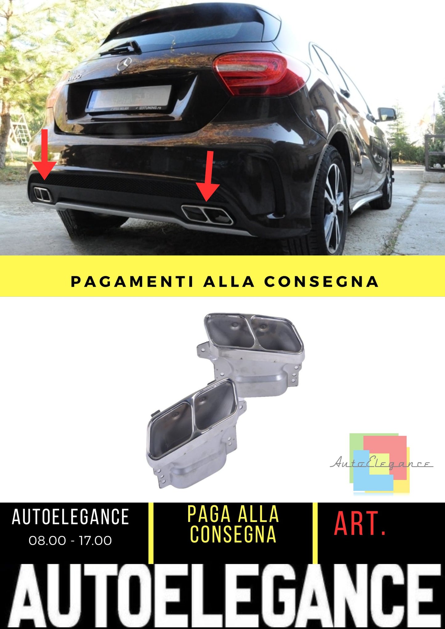 Terminali di scarico 45 AMG Look per Mercedes Classe A (W176) CLA (W117) GLA