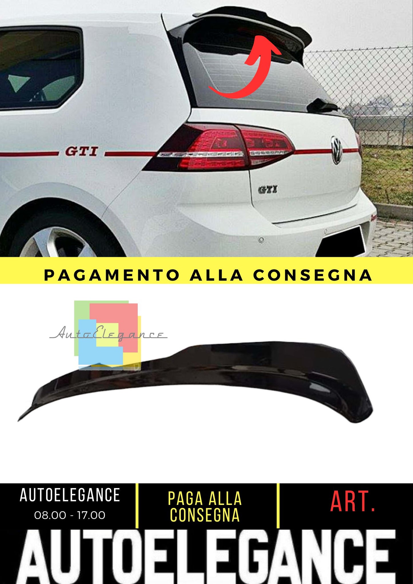 Golf 7 R/R-Line/GTI Max V2 Tappo posteriore Spoiler Piano Nero Vuoto Plastica 12-19