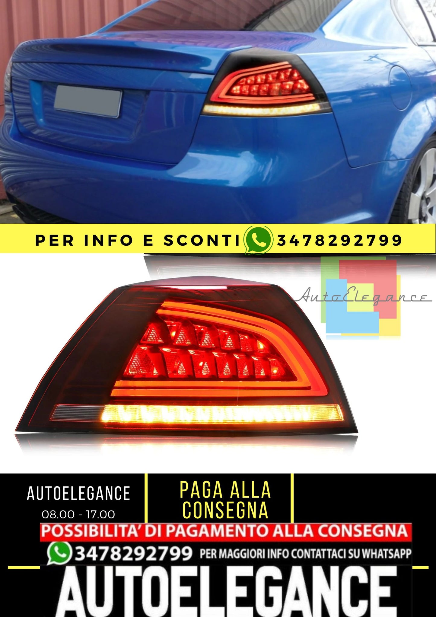 Fanali posteriori a LED completi per Holden VE Sedan VE Series 1/VE Series 2/Omega/SV6/SSV 2006-2013 (magazzino australiano)