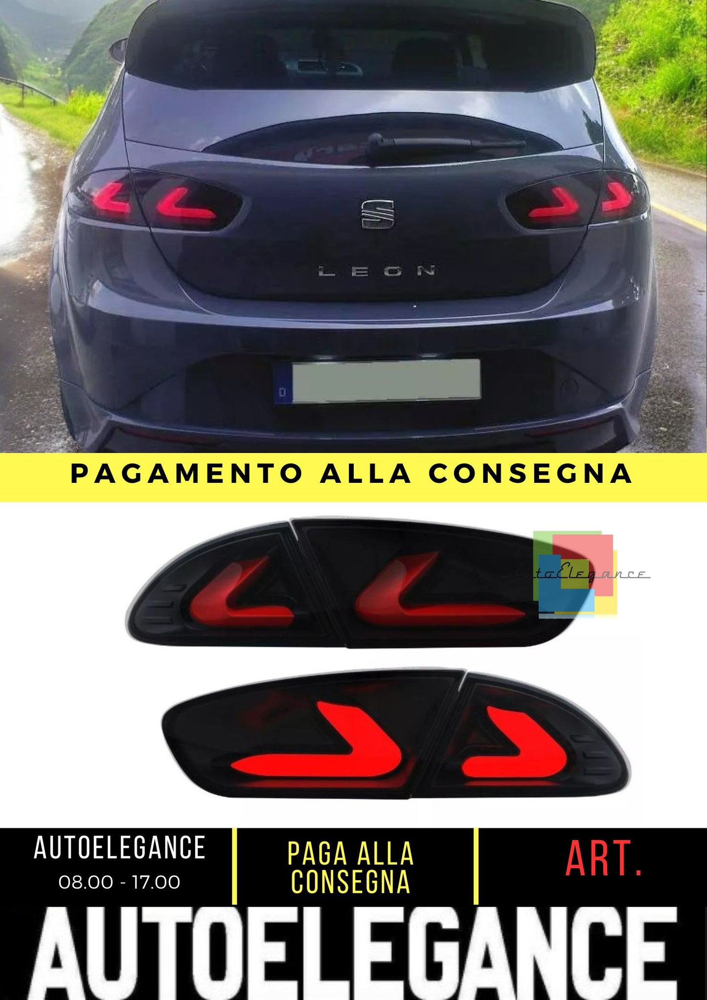 FANALI POSTERIORI LED PER SEAT LEON 1P1 1PA 09-12 NERI
