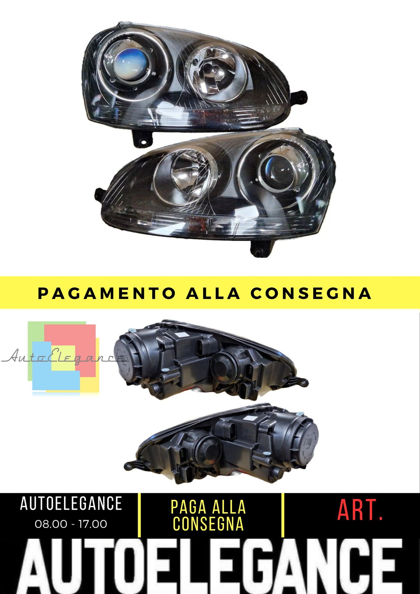 Fari vetro trasparente per VW Golf 5 V 03-09 nero look allo xeno sinistro destro H7