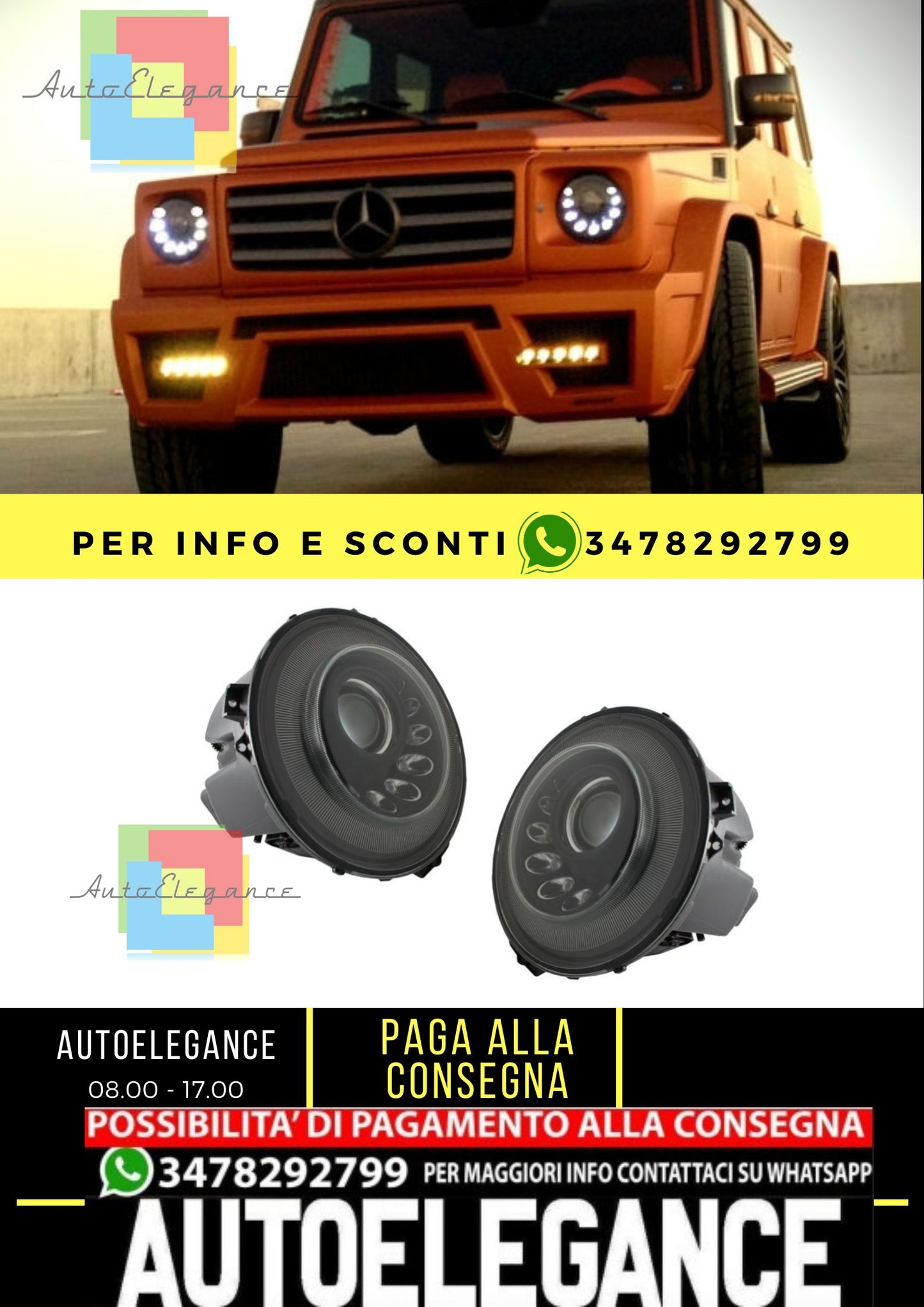Fari a LED adatti per Mercedes Classe G W463 (2005-2017) Bi-Xenon M-Look Segnale dinamico sequenziale