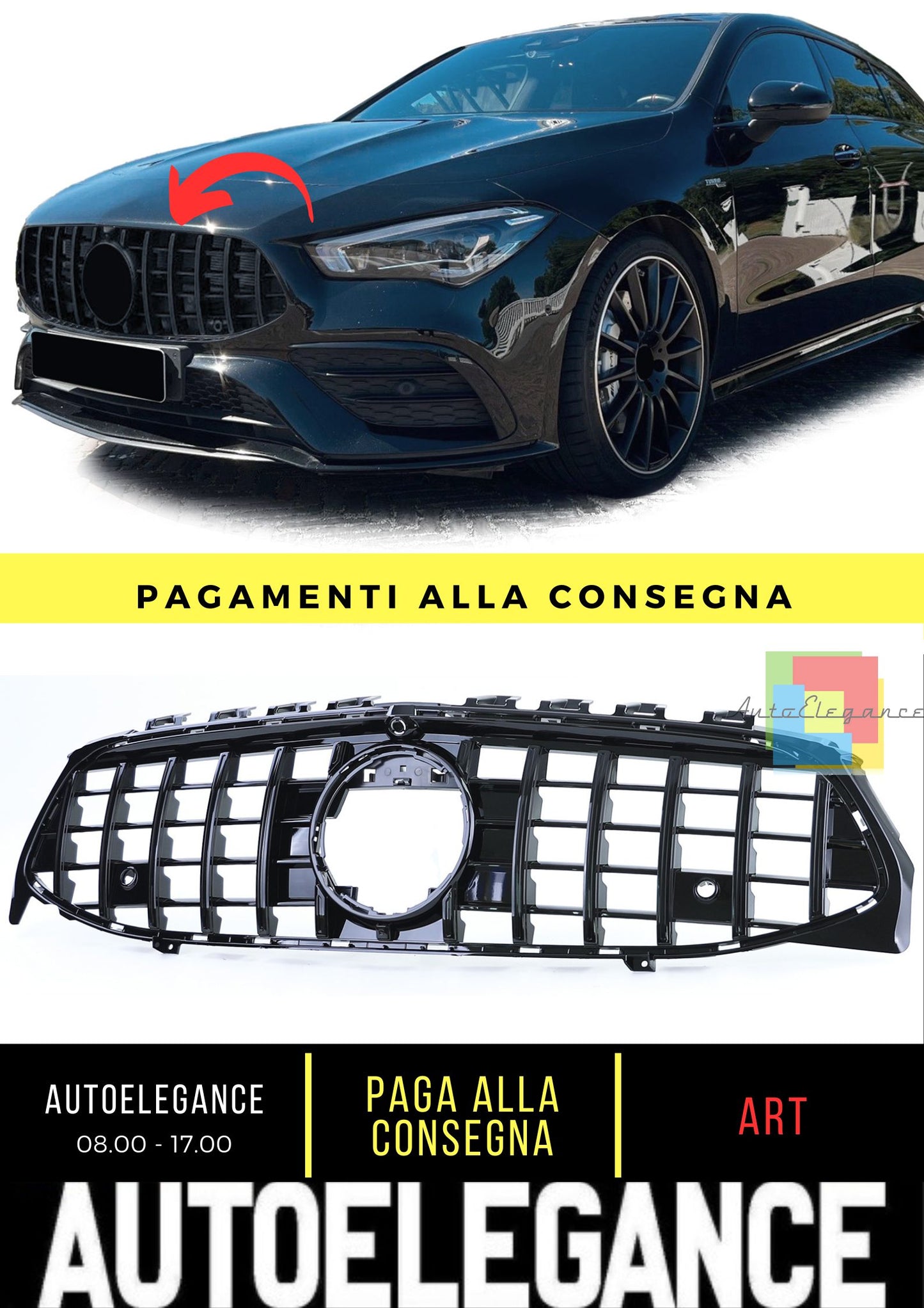 Calandra Sport Look Nero Lucido adatta per Mercedes CLA X118 da 19