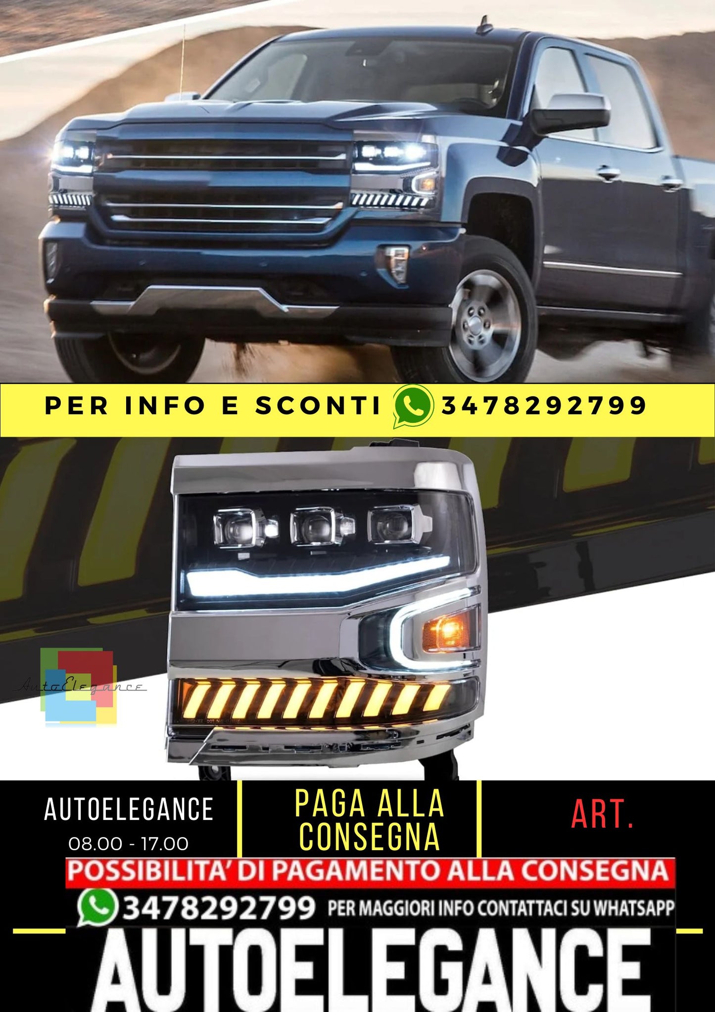 Fari a LED Projector per Chevy Silverado 1500 2016-2019 (non adatti ai modelli LED di fabbrica)