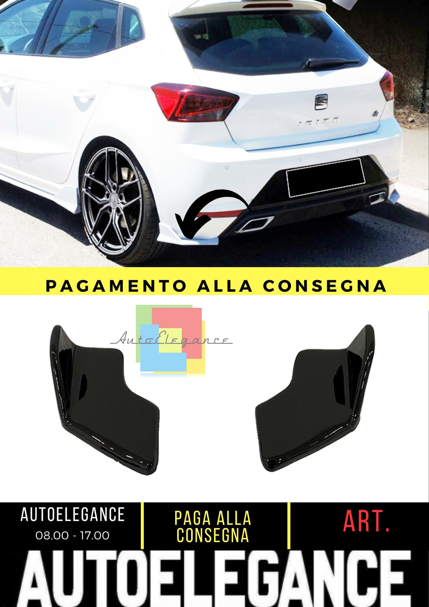 ibiza Mk5 Lenz Paraurti posteriore Flap Piano Nero Aspirapolvere Plastica 2017-in poi