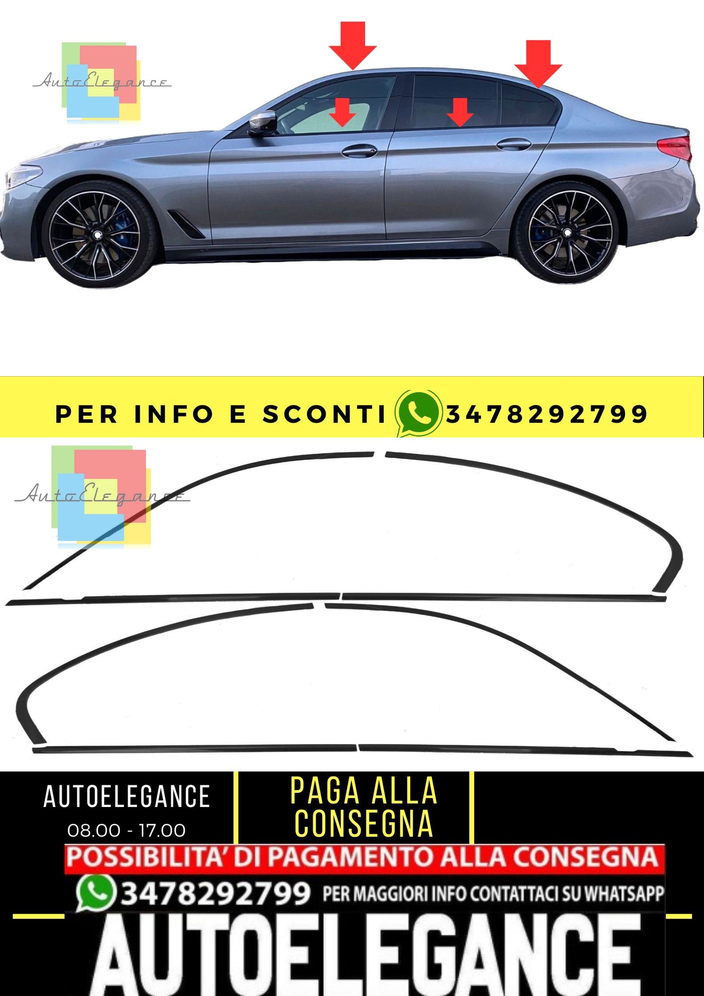 Copri fienstrini nero set di finiture BMW Serie 5 G30 Berlina 16-23