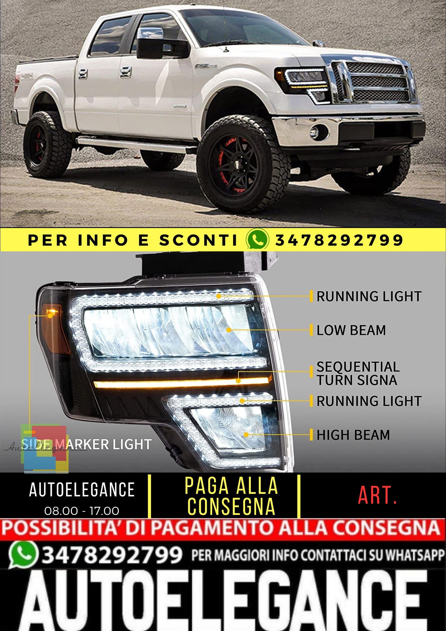 Full LED Headlights for Ford F150 2009-2014 (Fit for Factory Xenon and Halogen Models) 