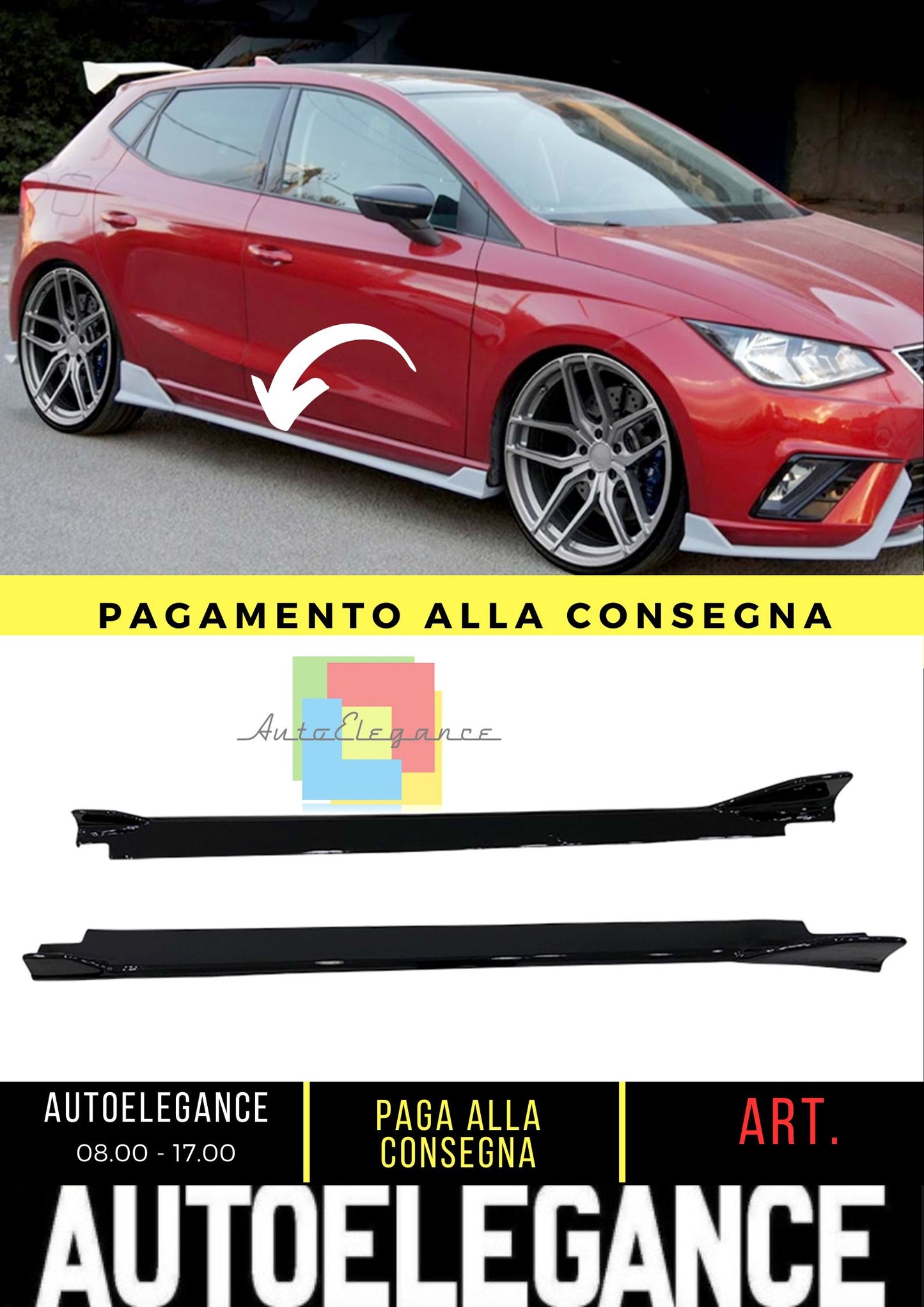 Ibiza Mk5 Lenz Minigonne laterali Piano Nero Vacuum Plastic / 2017