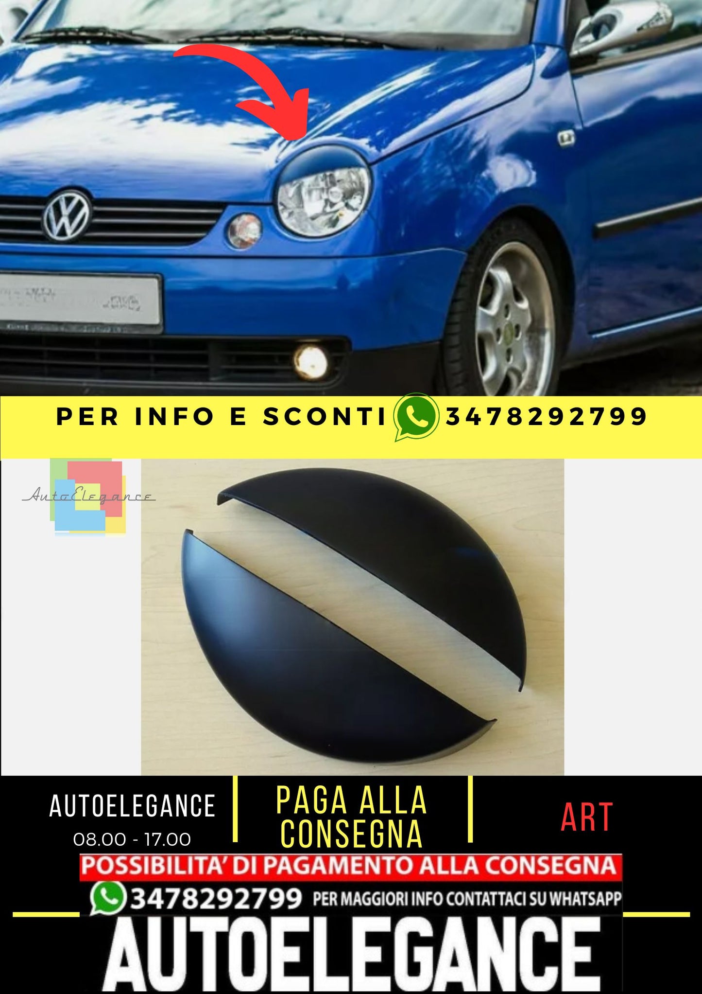 Sopracciglia per VW LUPO 1998-2005 palpebre fari ABS Plastica