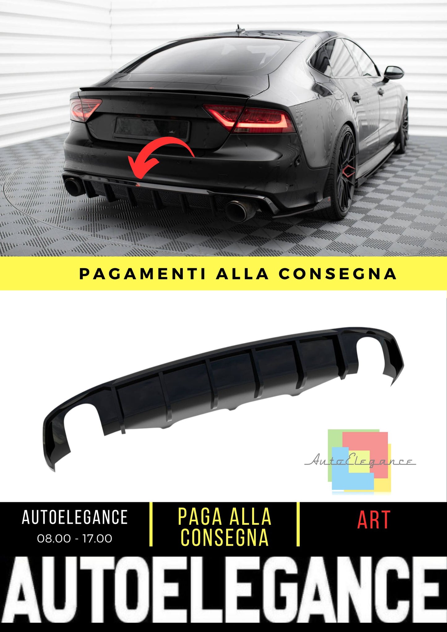 Diffusore posteriore compatibile con Audi A7 S-Line C7