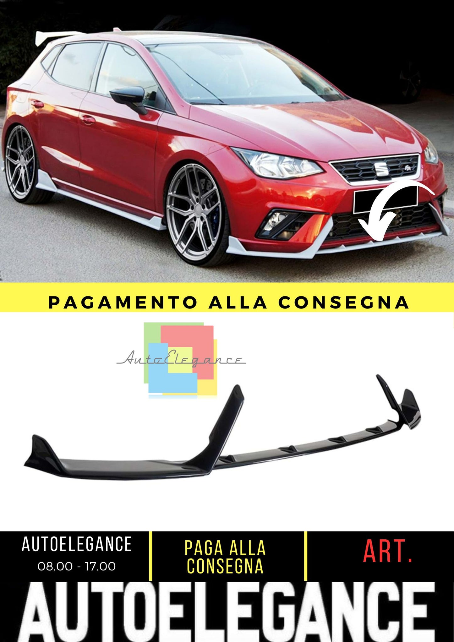 ibiza Mk5 Lenz 3 Pezzi Labbro Anteriore Piano Nero Vuoto Plastica 2017-in su