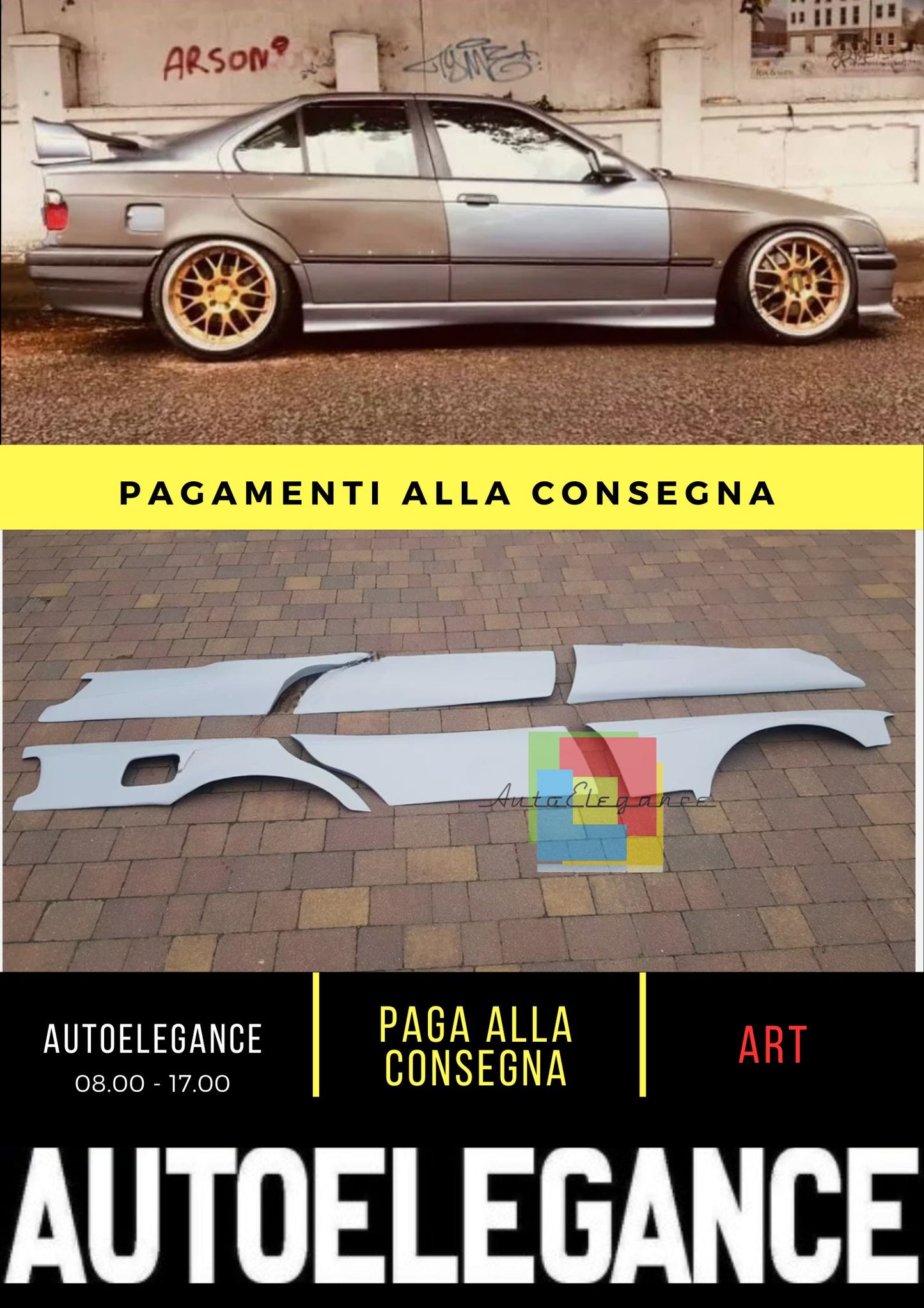 BMW E36 BERLINA / BERLINA REATO PARAFANGHI ANTERIORI E POSTERIORI PER DRIFT