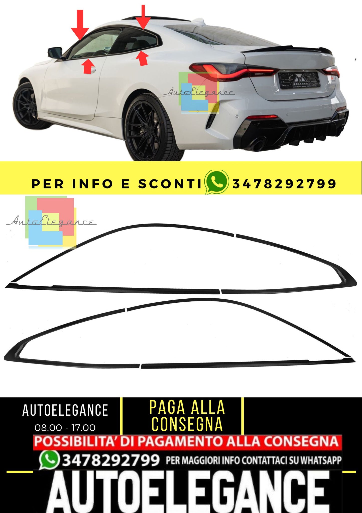 Copri fienstrini nero set di finiture BMW Serie 4 G22 Coupé dal 2020