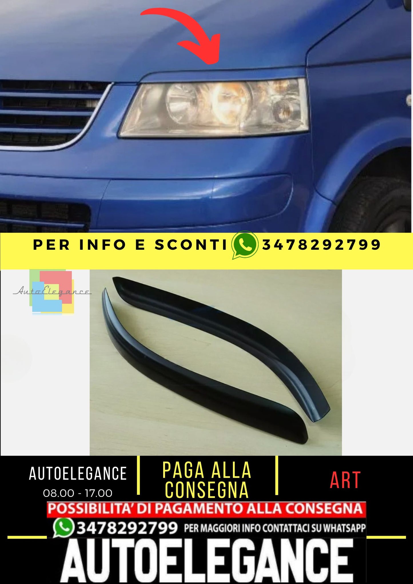Sopracciglia per VW T5 2003-2009 ABS Plastica palpebre fari