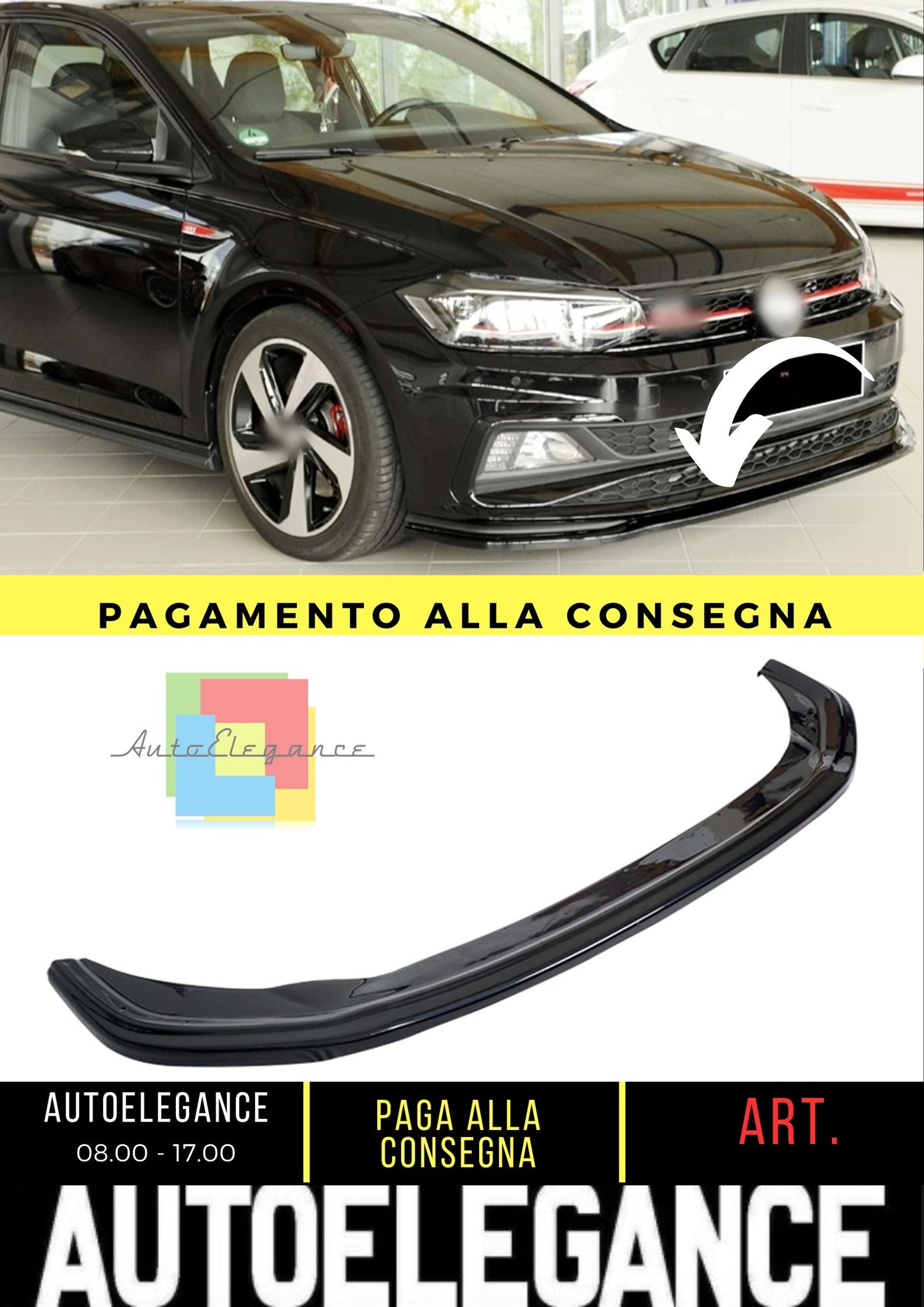 Polo Mk6 GTI Rieger Max Labbro Anteriore Piano Nero Vuoto Plastica 2018