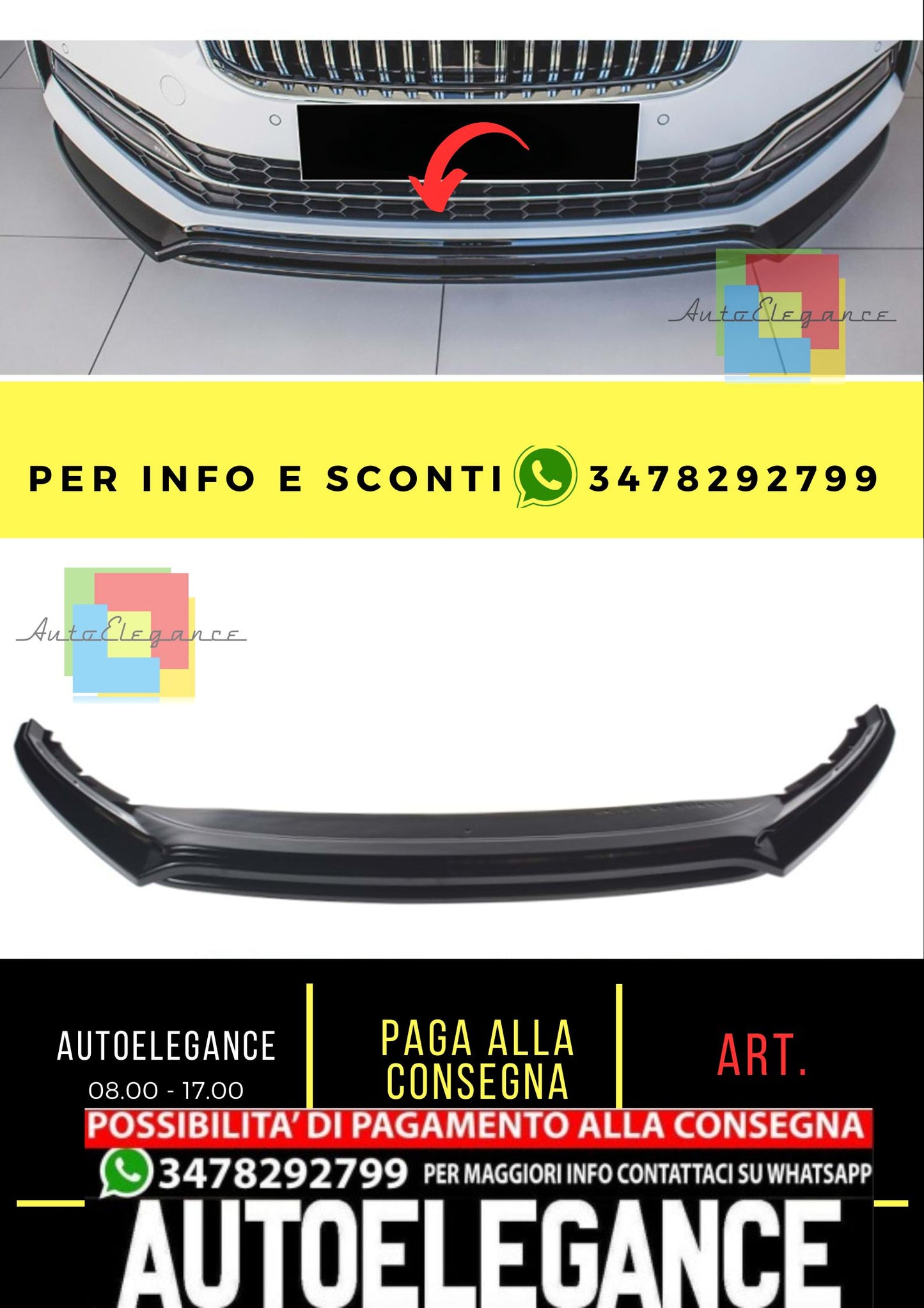 Superb MK3 FL Max V3 Labbro Frontale Piano Nero Sottovuoto Plastica / 2021 Dopo