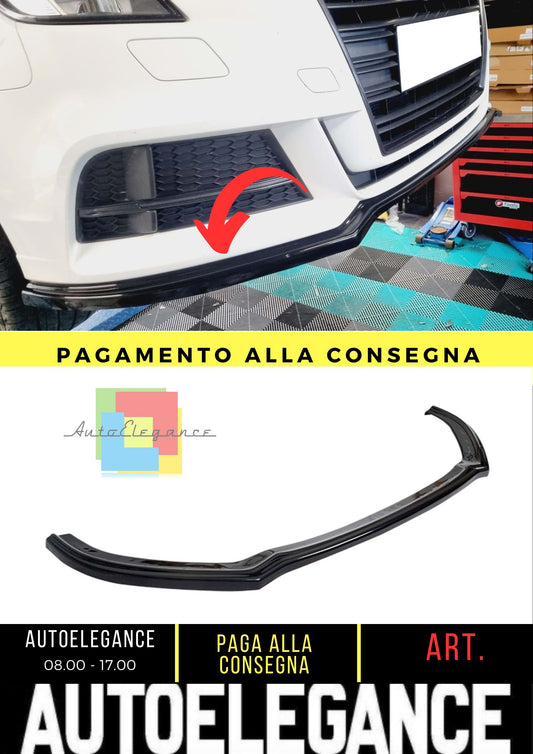 A3 8V S3 Max Front Lip Piano Black Empty Plastic / 2016-2020