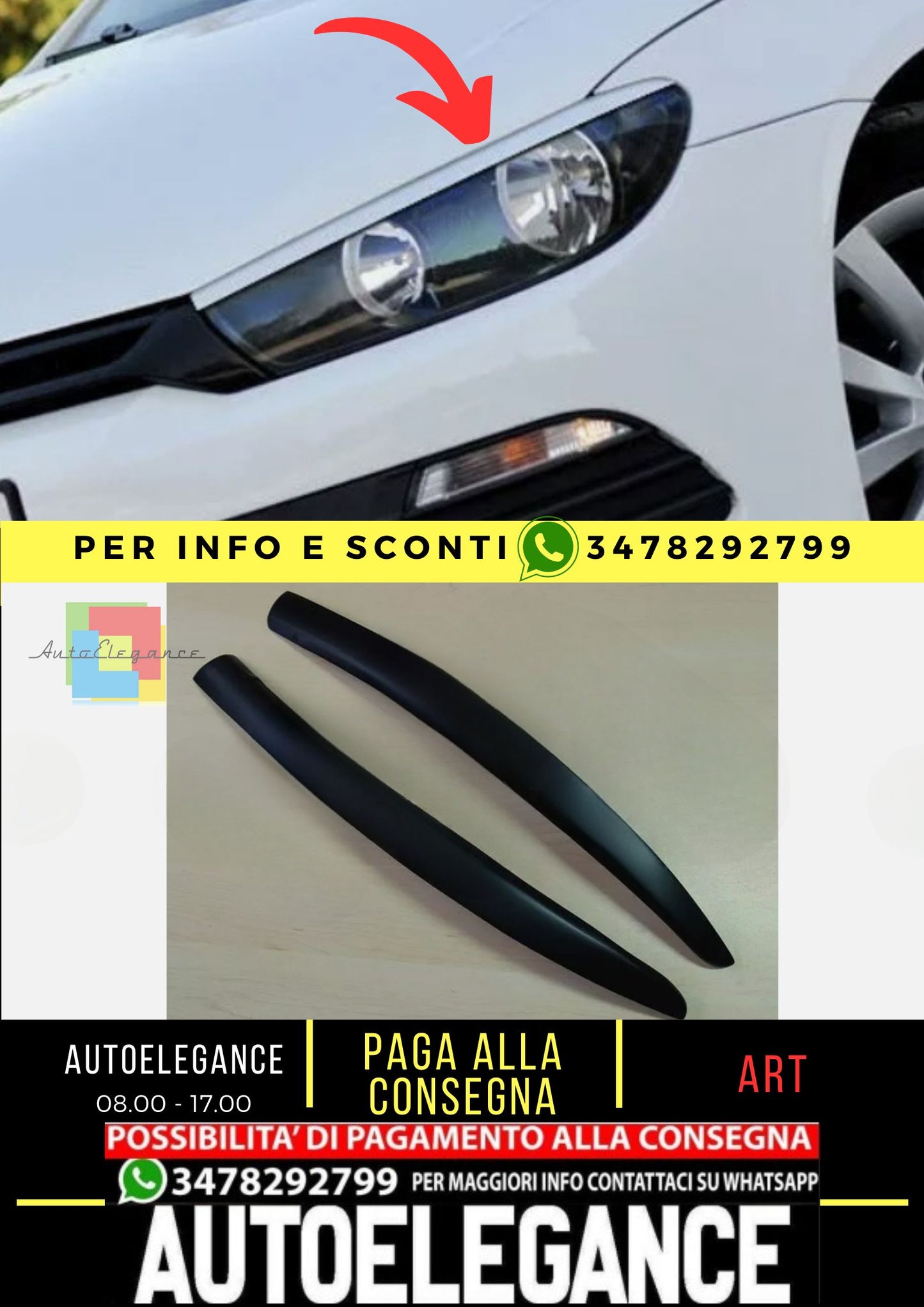 Sopracciglia per VW SCIROCCO III 3 2008-2014 ABS Plastica palpebre fari