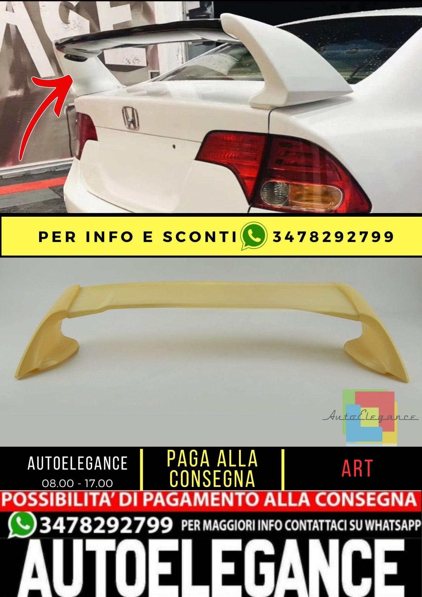 🔥SPOILER adatto per Honda Civic MK8 2006-2011 Sedan🔥