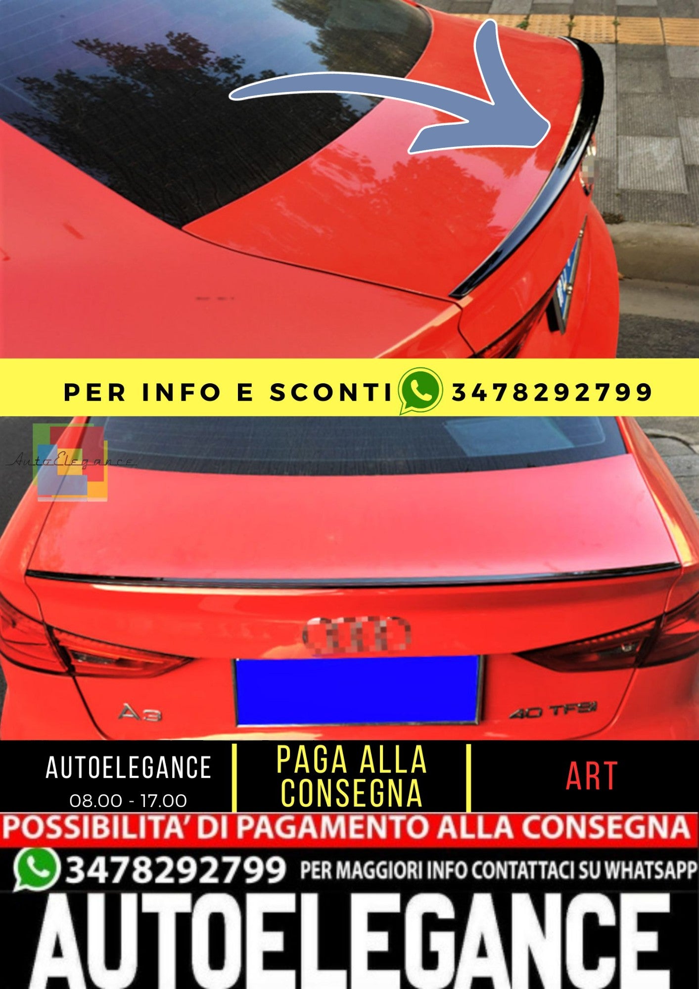 🔥SPOILER adatto per AUDI A3 8V Sedan 2012-2020🔥