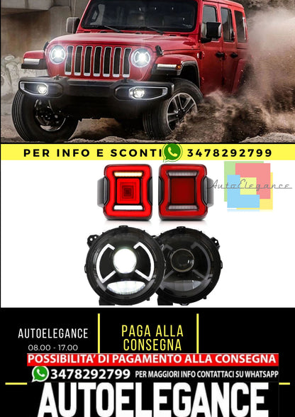 Fari e fanali posteriori Full LED da 9 pollici per Jeep Wrangler JL, JLU dal 2018 in poi (non adatto a JK)