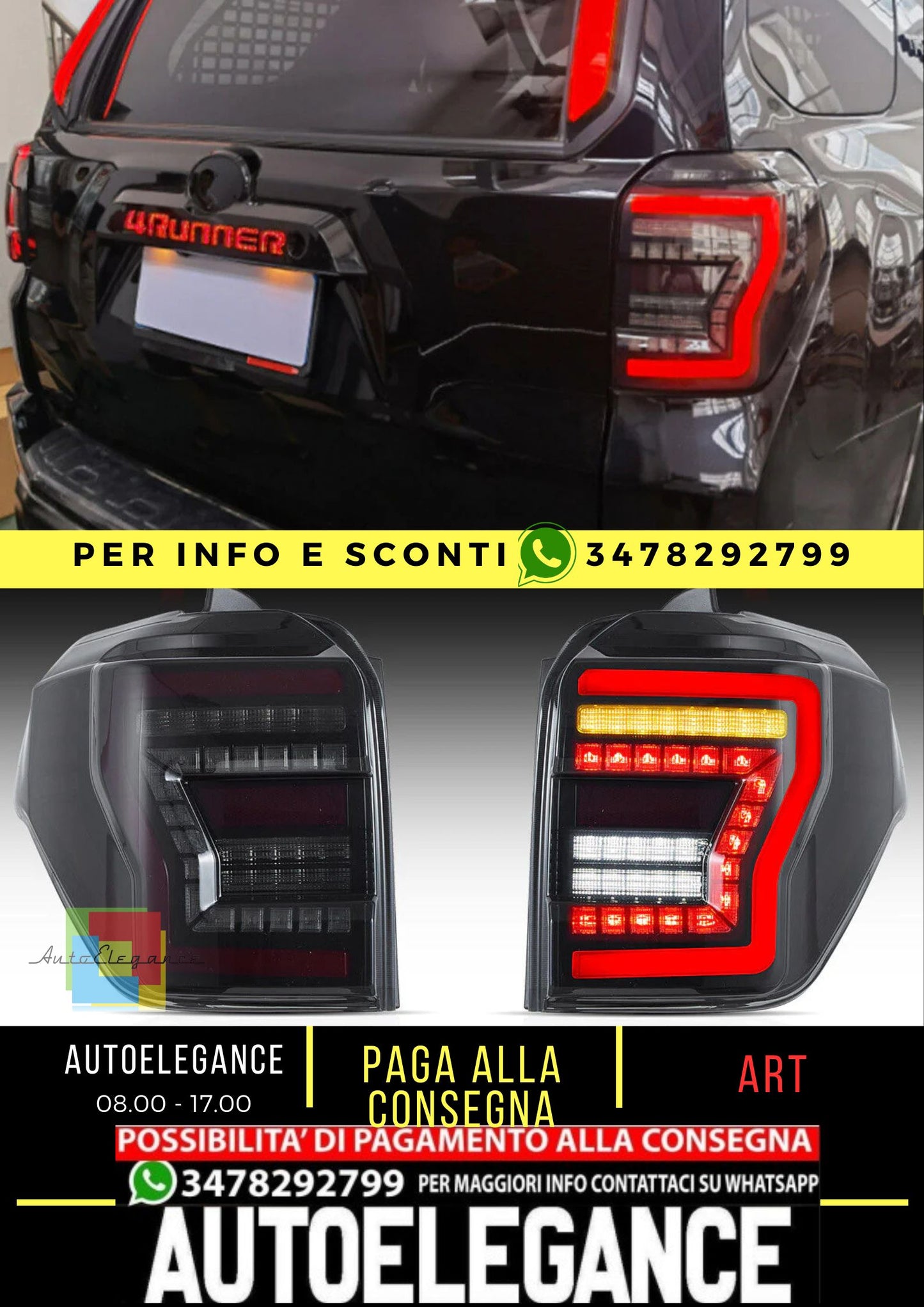 Coppia di luci posteriori a LED per Toyota 4Runner 2010-2023 con indicatore di direzione sequenziale