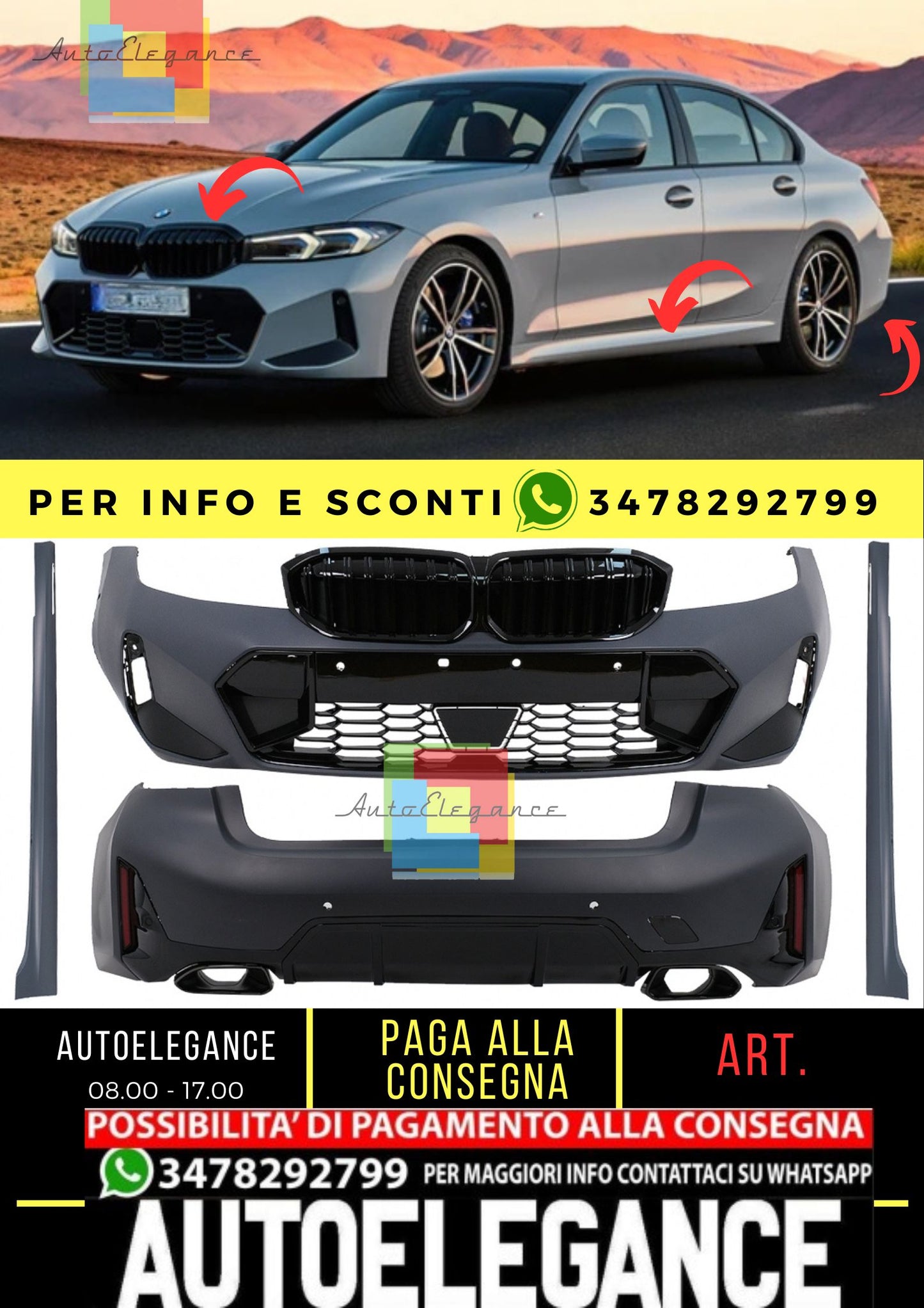 Kit carrozzeria completo adatto per BMW Serie 3 G20 Berlina (2018-2022) Aggiornamento a LCI Design senza luci