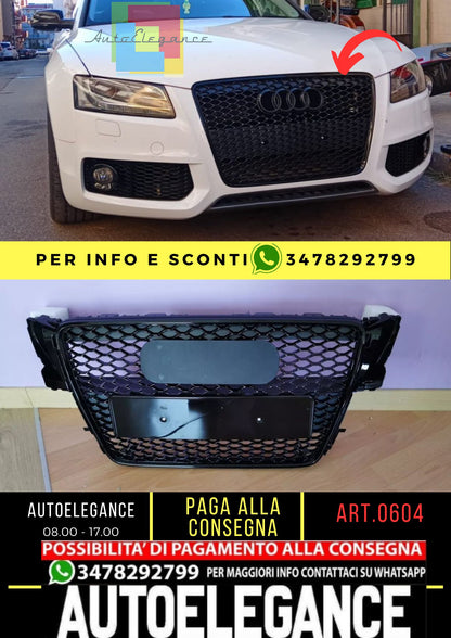 GRIGLIA ADATTA PER AUDI A5 2007-2011 LOOK RS5 NERA DESIGN SPORTIVO