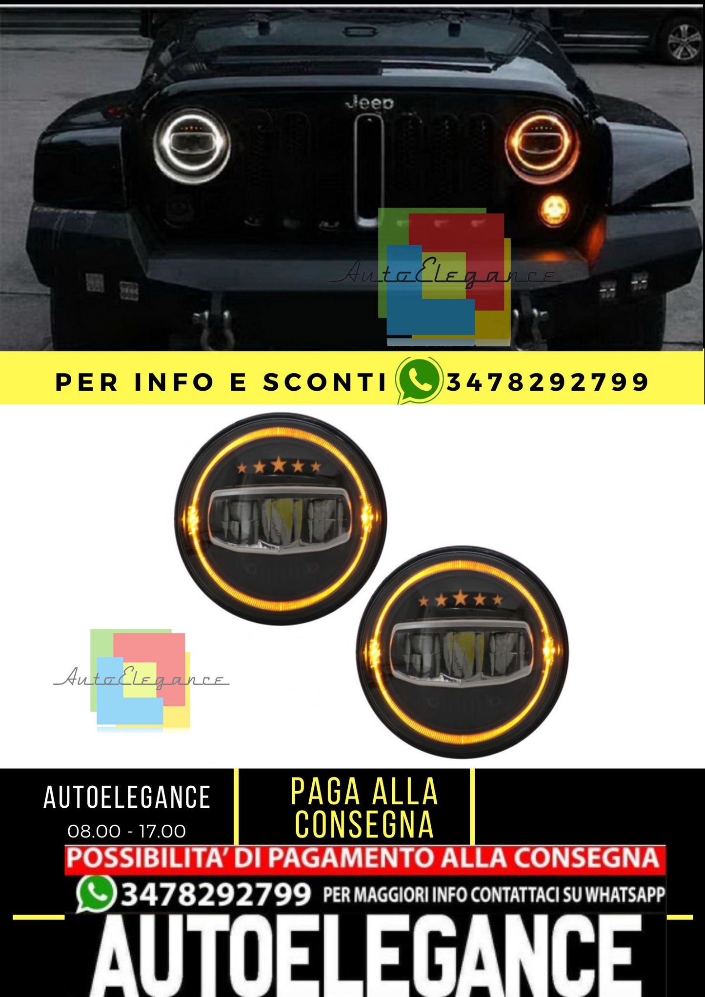 Fari a LED da 7 pollici Angel Eye Halo DRL adatto per Jeep Wrangler JK TJ LJ JL
