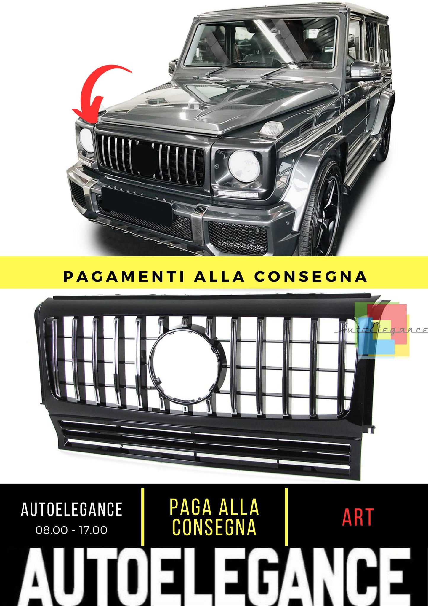 Griglia Sport Cromo Nero Lucido Per Mercedes Classe G W463 90-18