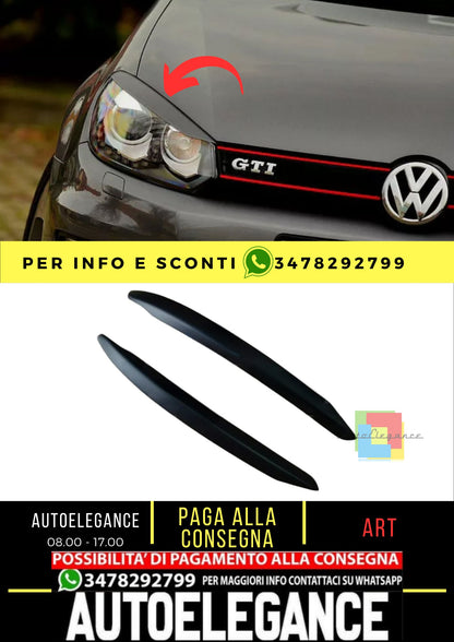 Sopracciglia per VW Golf 6 2008-2013 palpebre fari ABS Plastica