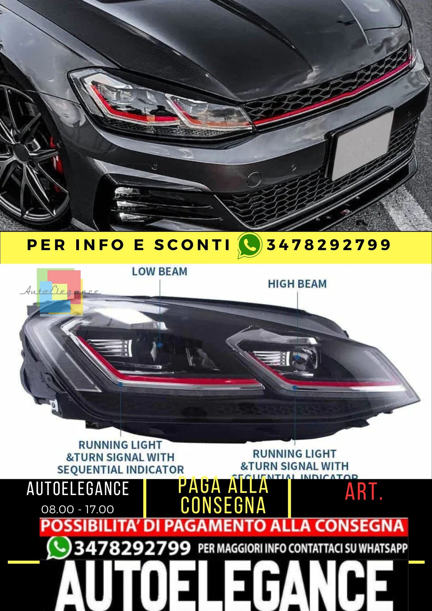 Full LED Headlights for Golf MK7 Halogen Models 2015-2017 (Europe 2013-2016) 