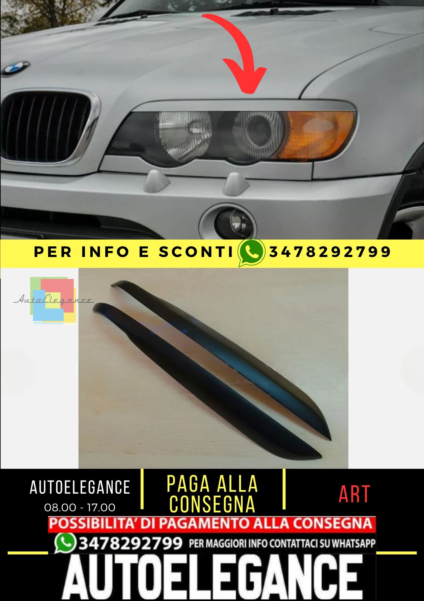 Palpebre dei fari per BMW X5 E53 1999-2003 ABS Plastica, NUOVE