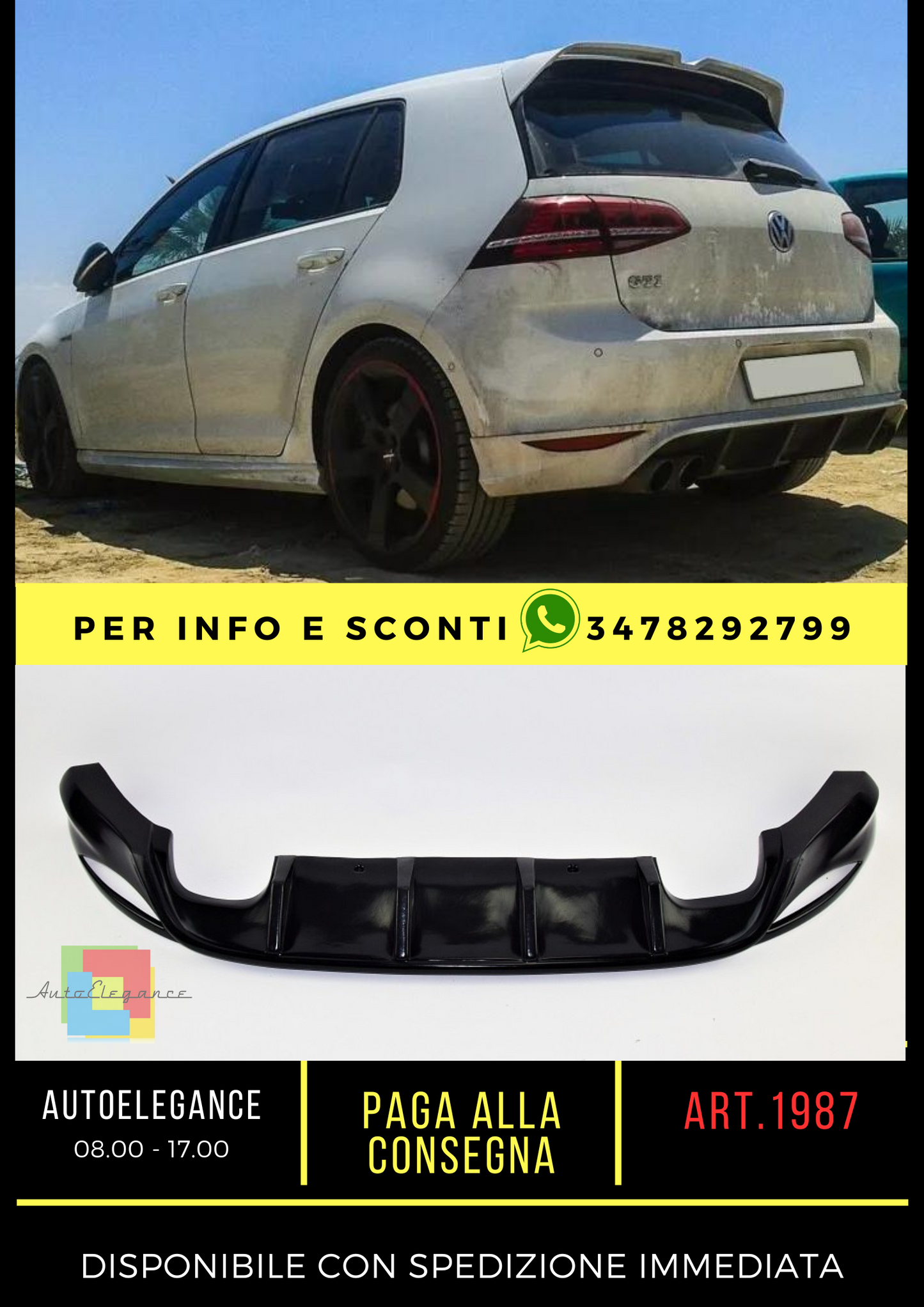 ✨ REAR BUMPER DIFFUSER FIT FOR VW GOLF MK7 VII SKIRT / VALANCE-✨