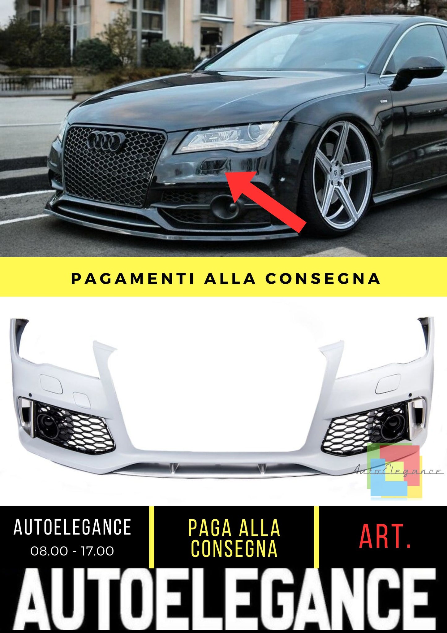 Paraurti Anteriore adatto per Audi A7 (4G) Sportback (2010-2014) RS7 Look
