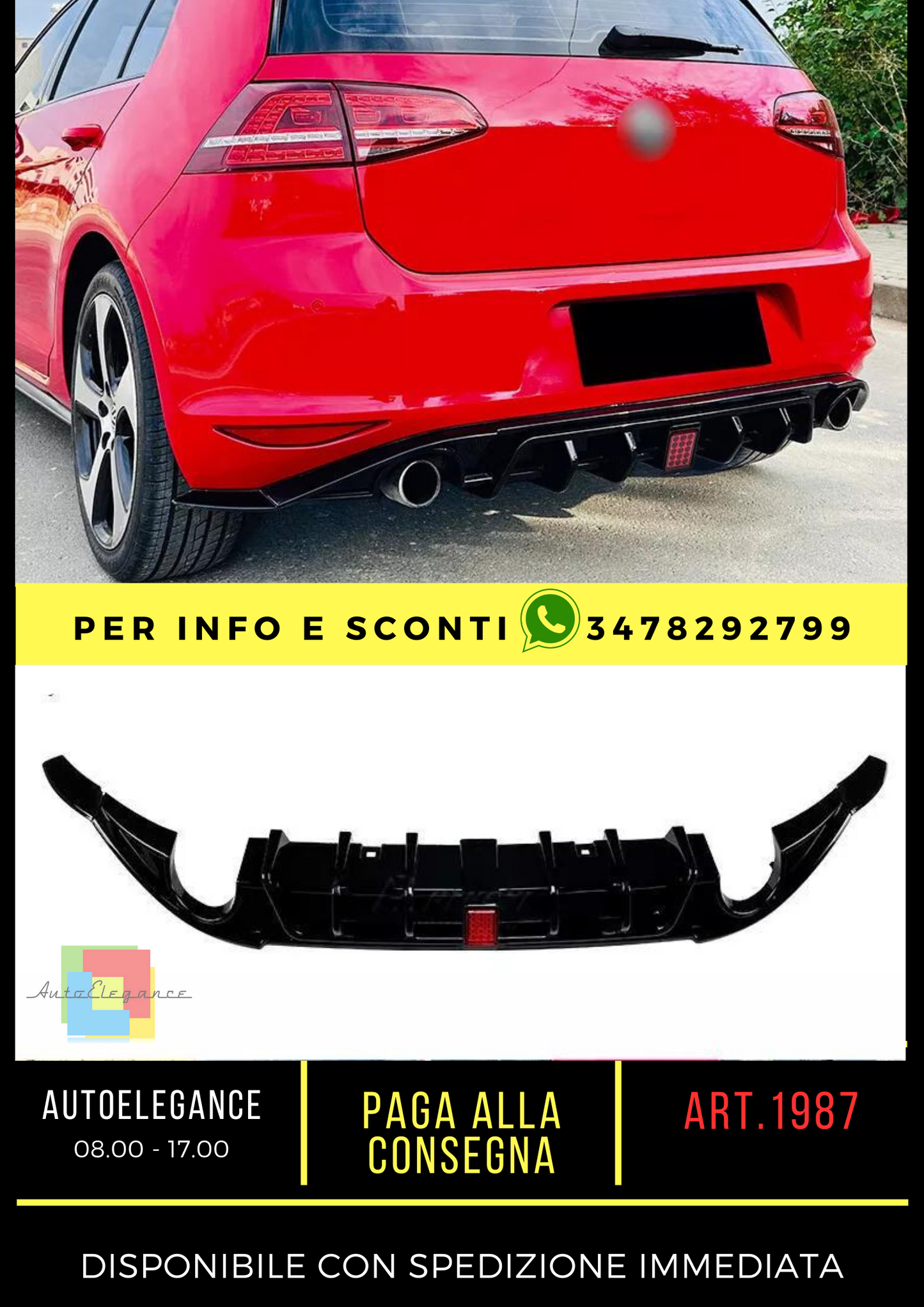 ✨ REAR DIFFUSER SUITABLE FOR VW GOLF MK7 VII WITH PARKING LIGHT✨