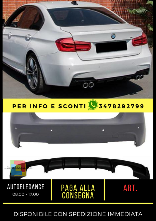 ✨PARAURTI POSTERIORE PER BMW SERIE 3 F30 BERLINA 2011+ DOPPIO LOOK M SPORT M3✨