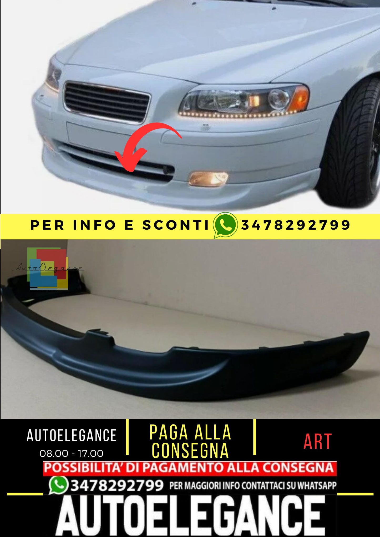Spoiler anteriore per VOLVO V70 N 2004-2007 Facelift ABS Plastic Lip