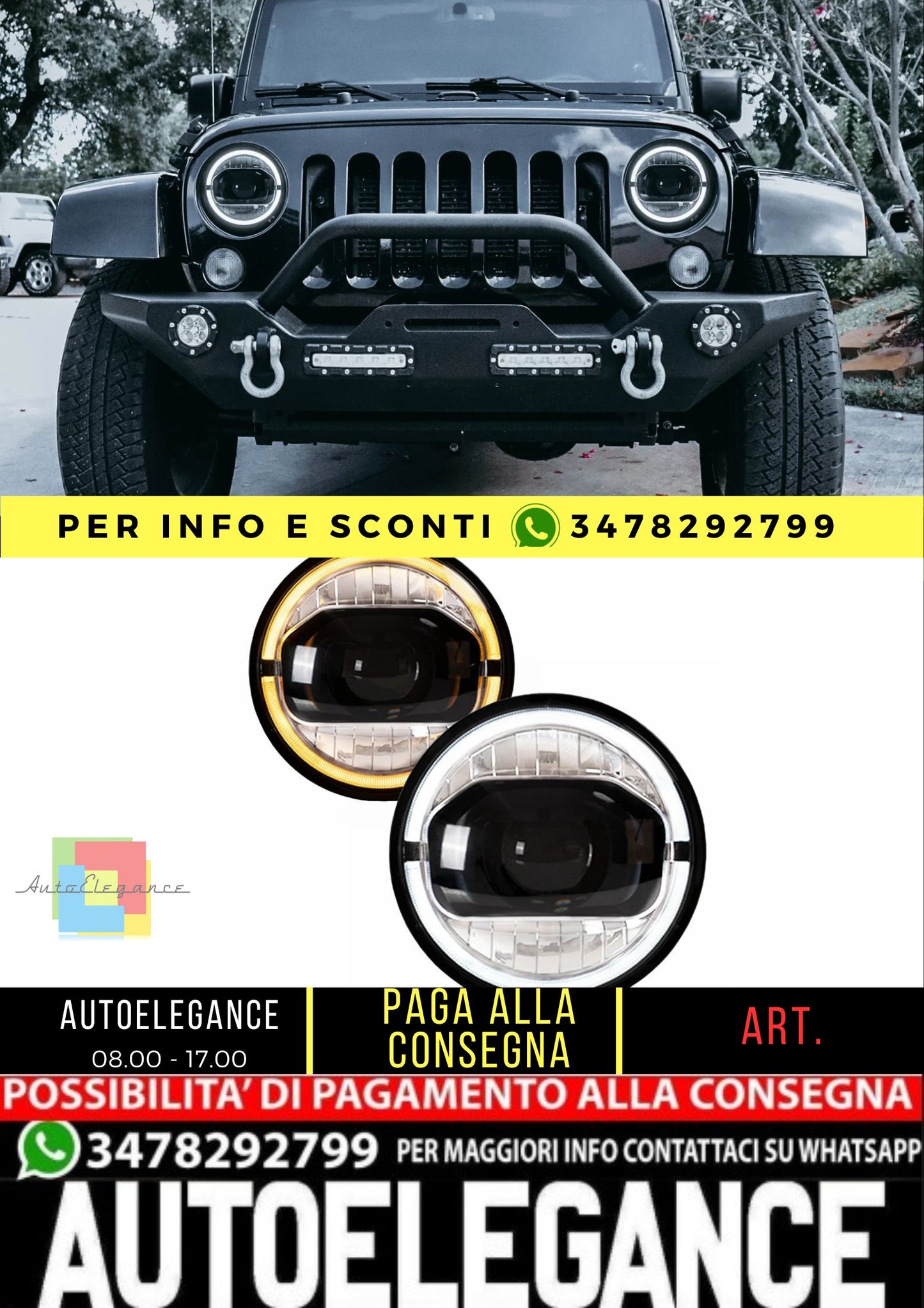 Fari per proiettori a LED da 7 pollici per Jeep Wrangler 2007-2017 (DRL integrato con indicatori di direzione)