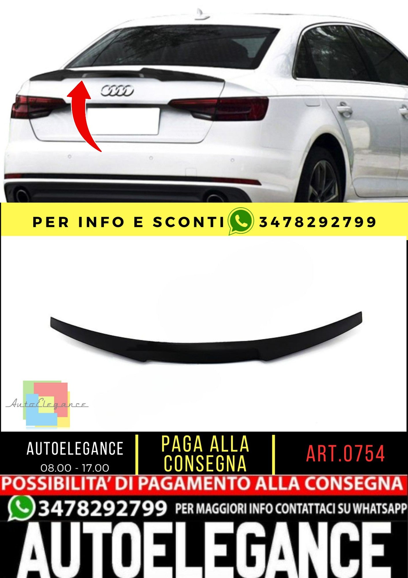 🔥SPOILER adatto per Audi A4 B9 2015+ 🔥