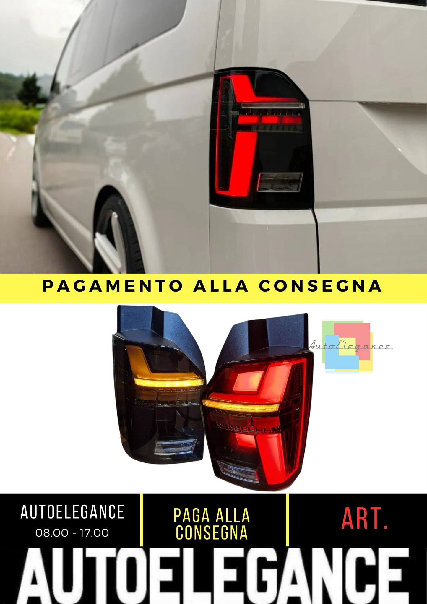 Fanali posteriori LED neri per VW T6 Bus 15-19 FRECCE DINAMICHE T6.1 look