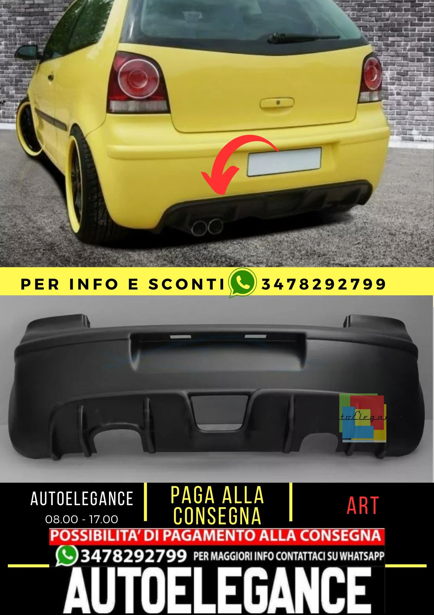 Spoiler posteriore per VW POLO 9N3 05-09 ABS Plastic "Street-X"