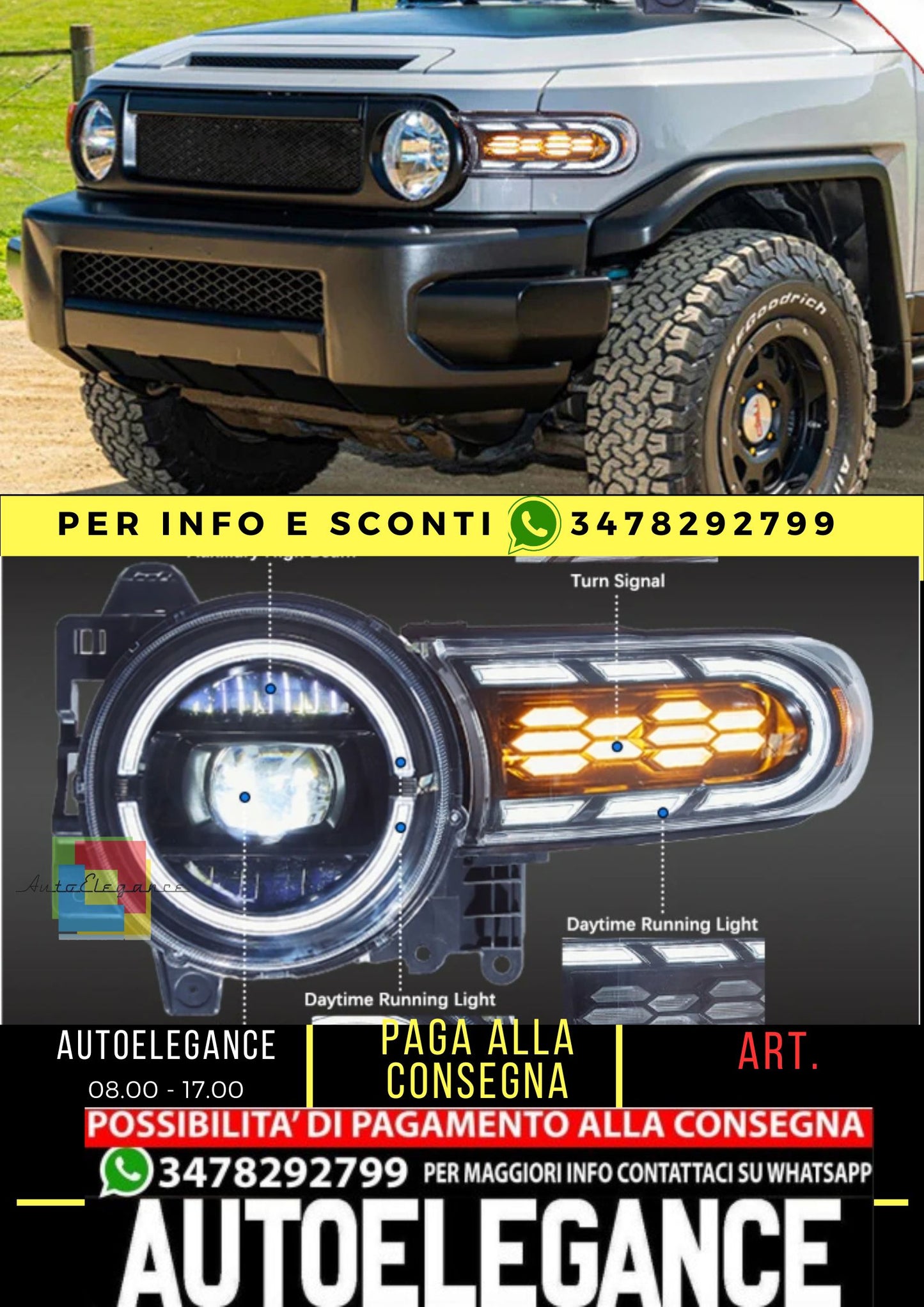 LED Double Beam Headlights for Toyota FJ Cruiser 2007-2023 with Dynamic Animation Lighting 